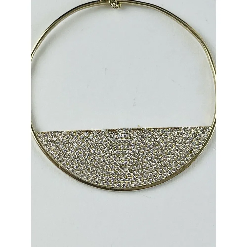 Lisa Freede Gold Micro Pave Eclipse Long Necklace Pendant Disc Celebrity Jewelry